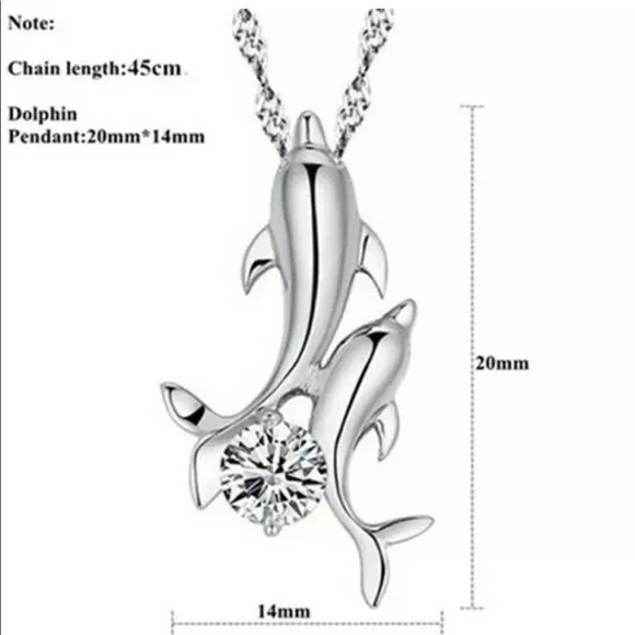 Dolphin Rhinestone Necklace - Picture 5 of 8